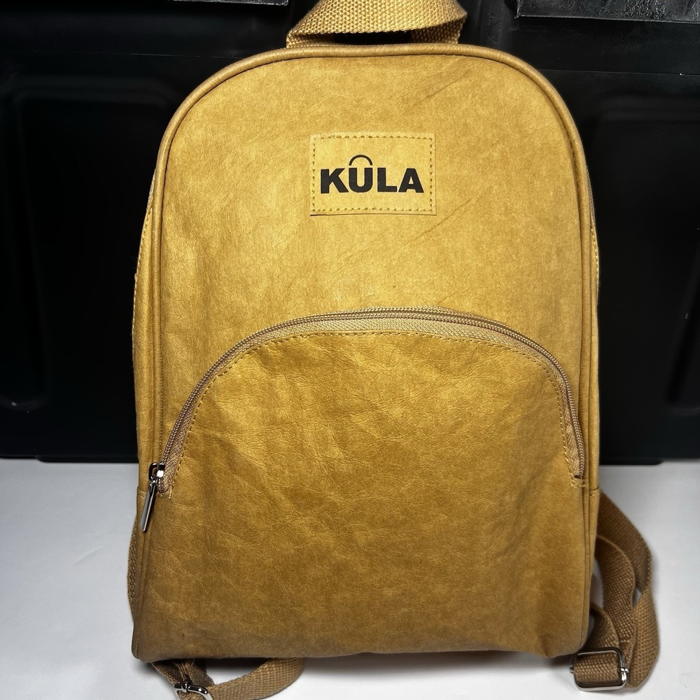 Backpack Purse Bag Tan‎ 100% Vegan Eco Friendly Sustainable Tear/water Resistant